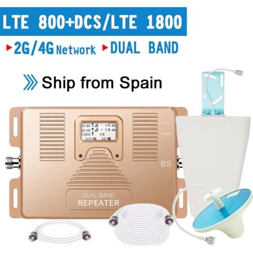 Smart 4G LTE 800 B20 LTE 1800 B3 Dual Band Cellular Signal Repeater 4G LTE Amplifier GSM 4G 800 1800 Moblie Booster Antenna Set