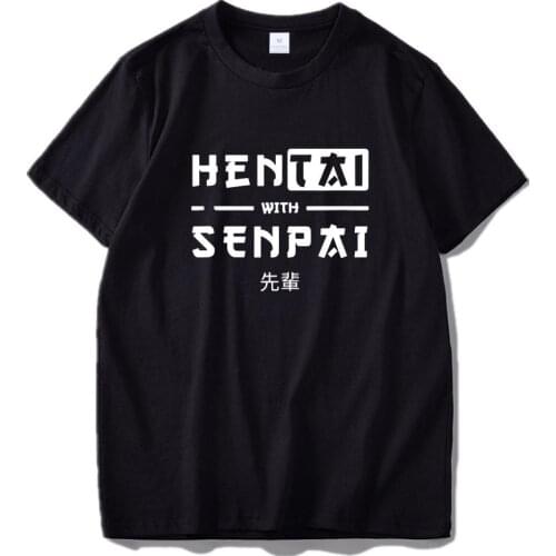 Japanese Senpai Tshirt Harajuku Streetwear Anime Design Cool Gifts for Teenager 100% Cotton EU Size