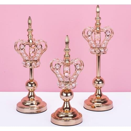 Crystal Candle Holders Gold Crown Shape Stand Fashion Wedding Exquisite Candelabros Table Candlestick For Party Home Decoration