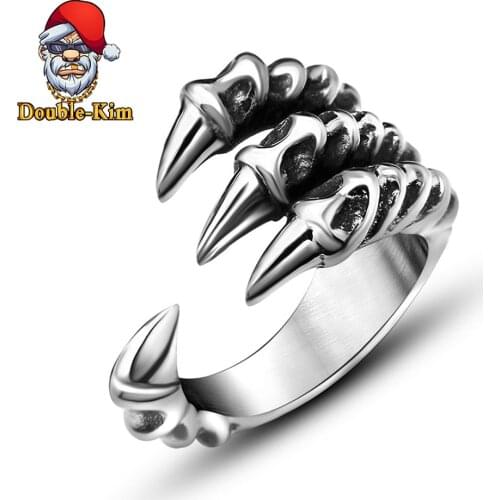 Vintage Eagle Claw Ring Titanium Stainless Steel Material Adjustable Ring Hip-Hop RAP Street Culture Fashion Man Jewelry Gift