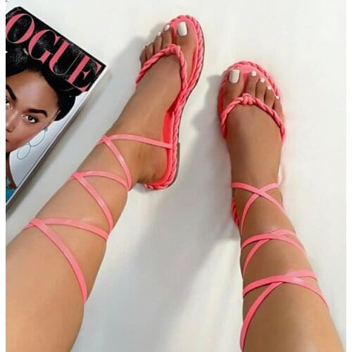 Summer Solid Color Straps Womens Shoes Fashion Flip Flops Flat Sandals Outdoor Vacation Beach Womens Shoes Plus Size