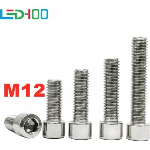 M12*L sus304 stainless steel hex socket thin head cap model auto diy M12 screw 20-65MM