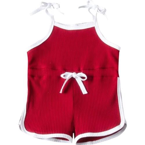 Cute Newborn Baby Girls Romper Camisole Jumpsuit Summer Sunsuit kids Waist bow cotton Clothes