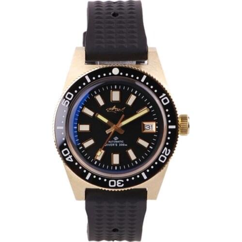 Men dive watch,mens automatic watches HEIMDALLR man luxury mechanical wristwatch 300m waterproof fashion relogio bronze case