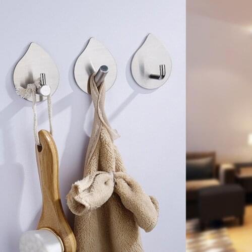 Drip Shape Stainless Steel Hook Door Hook Self Adhesive Home Wall Door Hook Clothes Hanger Bags Key Rack Towel Hanger