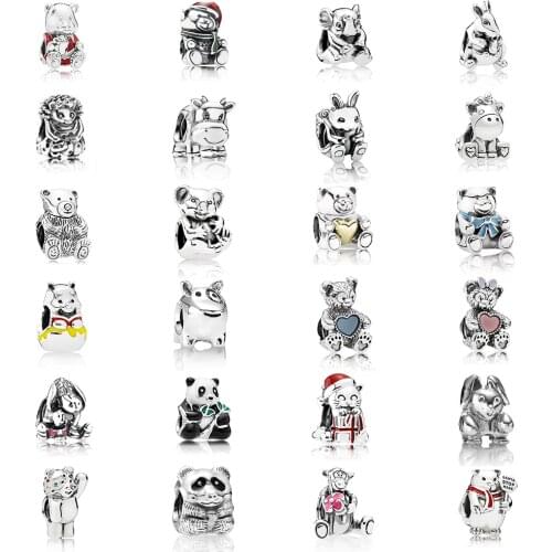 New High-quality 1: 1 Authentic S925 Sterling Silver Cute Bear Series And Jumping Trinkets Original Ladies Fashion Accessories