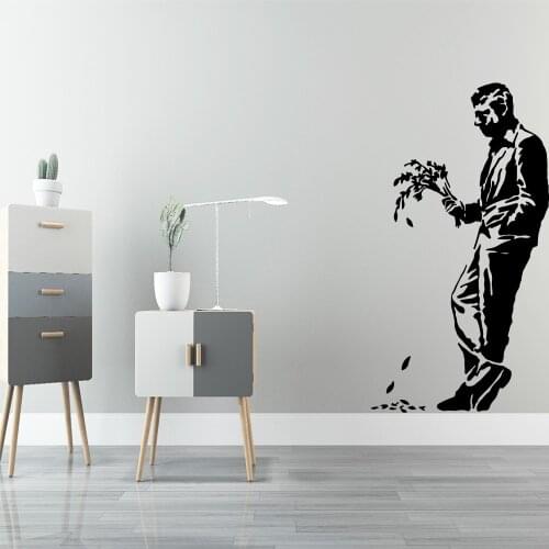 New Design Banksy Gentleman Wall Sticker Pvc Removable For Home Decor Living Room Bedroom Wall Stickers Waterproof Wallpaper