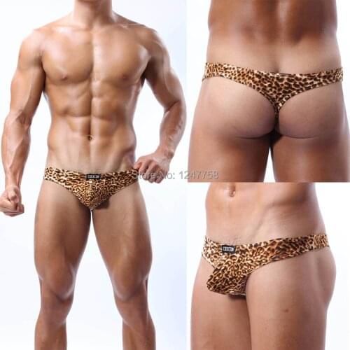Sexy Mens Super Soft Leopar Underwear Cool Leopard Bulge Pouch Tongs