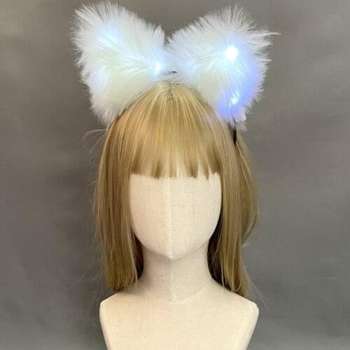 10pcs Halloween Christmas Cute Light Up Headdress Hairbands LED Fox Ear Headband Party Decorations Hair Accessories Girl Adult