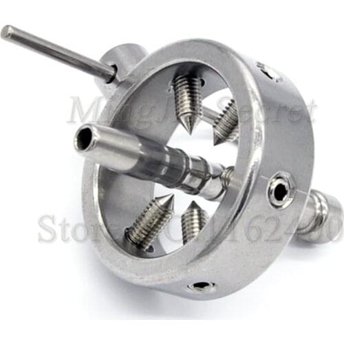 Stainless Steel Male Chastity Belt,Urethral Catheter Dilator with Screw Teeth Penis Ring,Cock Cage,Penis Plug Sex Toys For Man