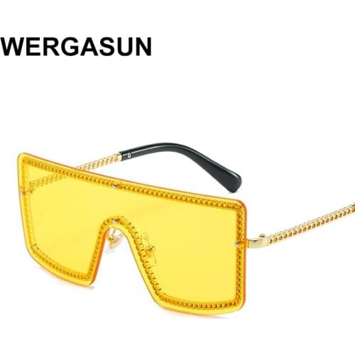 WERGASUN New Luxury Big Frame Sunglasses Women Designer Man/Women Sun Glasses Classic Vintage Large UV400 Outdoor Oculos