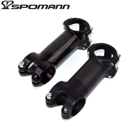 Spomann New 31.8mm Aluminium Alloy Carbon Fibre Bike Stem Black Glossy Matt MTB Road Bicycle Stem Bikes Parts Angle 5 Free Ship