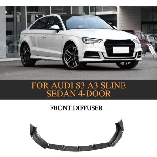 Carbon Fiber Front Bumper Lip Spoiler for Audi S3 A3 SLINE Base Prestige Progressiv Premium Plus Sedan 4-Door 2017 - 2019