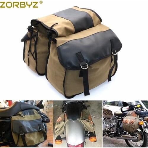 ZORBYZ Motorcycle Large Capacity Canvas Saddle Travel Tool Back Seat Bags Pannier Bag Saddlebag For Harley Honda Yamaha Suzuki