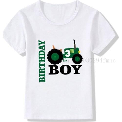 Boys Green Car 1-9 Birthday Number Print T Shirt Outfit Children Birthday Boy T-shirts Boy&Girl Funny Gift Tshirt Present