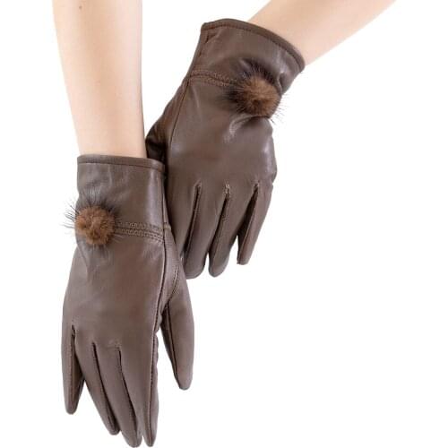 Maylofuer real mink fur warm liner womens gloves,sheepskin womens winter gloves genuine leather gloves high grade gloves
