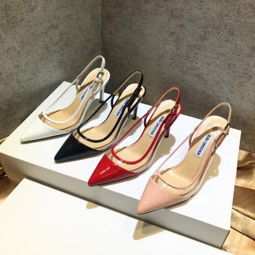 Free shipping fashion women Pumps lady clear Transparent Pointy toe high heels slingback shoes 8
