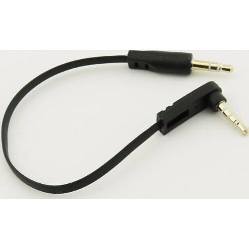 1pcs 3.5mm Male 3 Pole to 1/8" 4 Pole Male Stereo Right Angled Audio Flat Wire Cable 15cm