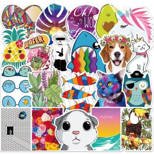 10/30/50/100pcs Cute Cartoon Waterproof Stationery Sticker PVC Skateboard Suitcase Luggage Laptop Sticker Kid Toy For Girl Gifts
