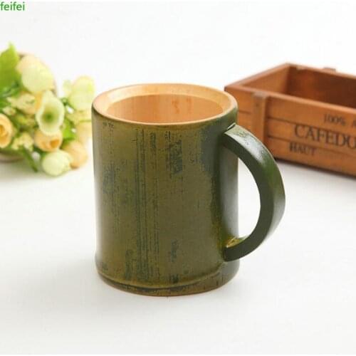 10pcs Handmade Natural Bamboo Tea Cup Japanese Style Beer Milk Cups With Handle Green Eco-friendly Travel Crafts