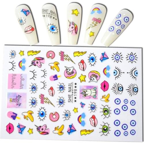 10PCS Cartoon Moon Girl 3D Adhesive All for manicure Eye of the World Animal Nail Slider DIY Snake Nail Art Decoration Supplies