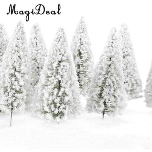 10Pcs/Pack 1/75 White Scenery Landscape Model Cedar Trees for Model Train Track Building Props Scenery 12cm