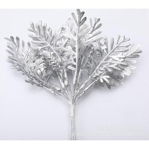 15cm Silver Artificial Plant Branch Artificial Pine Needle Shiny DIY Artificial Plant Branch Artificial Pine Needle