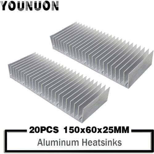 20Pcs YOUNUON 150x60x25mm Radiator Aluminum Heatsink Extruded Heat sink for LED Electronic Heat Sissipation Cooling Cooler