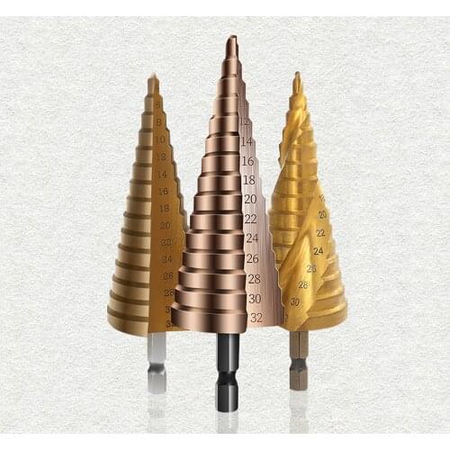 3Pcs/set HSS Straight/Spiral Groove Step Drill Bit Kit 4-12 4-20 4-32 Wood Metal Hole Cutter Core Drilling Tools Set