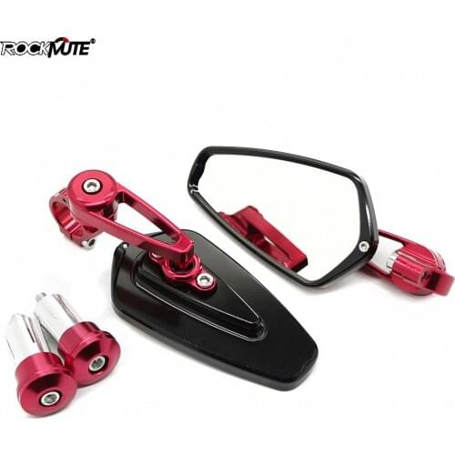 7/8" 22mm Bar End Rear Mirrors Motorcycle Accessories Scooters Rearview Mirror Side View Mirrors Moto for Cafe Racer Back Red