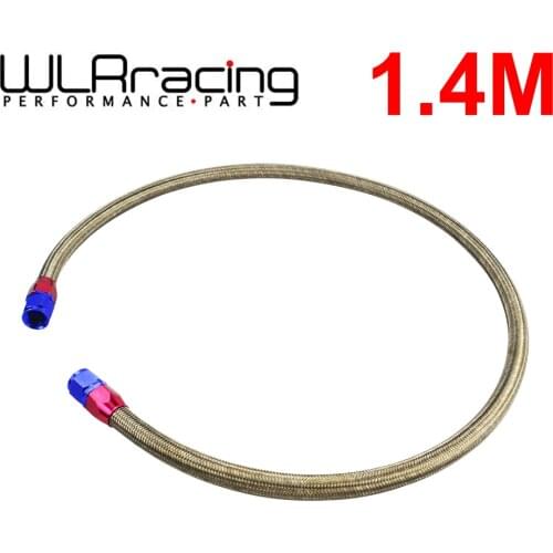 AN10 1.4M Silver Stainless Steel Brained Oil Hose Line Hose Tube With Straight 0 Degree Swivel Hose End Fitting Installed