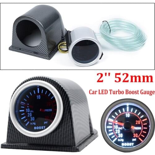 2'' 52mm Car LED Turbo Boost Gauge Meter Pointer 0-30 PSI With Pod Car Turbo Boost Gauge Car Auto Tachometer Gauge gauge vacuum