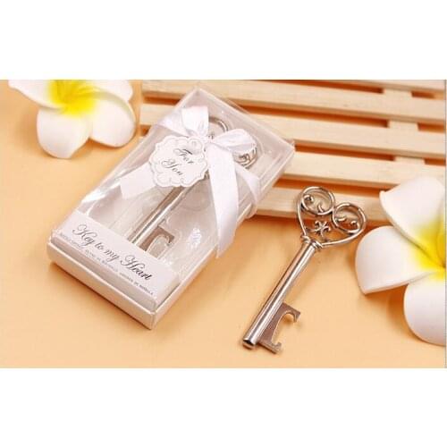 Free shipping 100 pieces/lot Key to my Heart Bottle opener Wedding favors and gifts Party Supplies