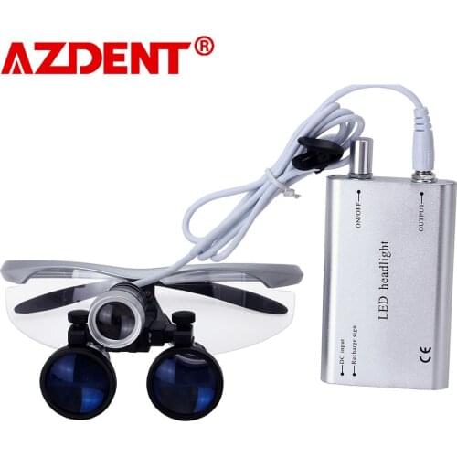 3.5X Magnification Binocular Dental Loupe Surgery Surgical Magnifier with Headlight LED Light Medical Operation Loupe Lamp