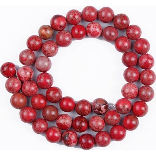 Natural Stone Beads red Emperor Surface Crack Round Loose Beads for Making DIY Bracelet Earrings Accessories 4/6/8/10/12mm