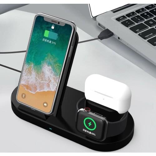 15W Fast Wireless Charger Bracket For iPhone 12 11 XS Max x 8 Plus Chargers Airports Pro Apple Watch 6 5 4 3 Stand Charging 3IN1