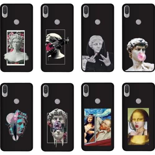 QAQsam Soft TPU Silicone For Asus Zenfone Max Pro M1 ZB601KL ZB602KL Case Back Cover Cartoon Statue Abstract Art Painted Cases