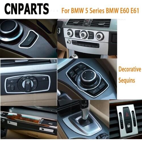 CNPARTS Silver Car Styling Interior Mouldings For BMW 5 Series BMW E60 E61 Multimedia Air Outlet Decorative Sequins Accessories