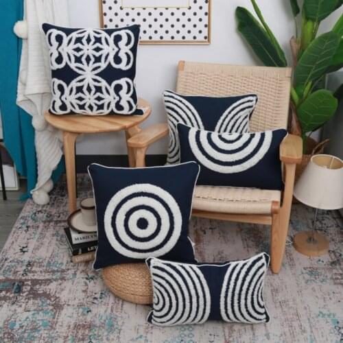 Nordic Style Decorative Pillows Case Handmade Geometric Striped Tufted Pillowcase Home Office Sofa Chair Car Waist Cushion Cover