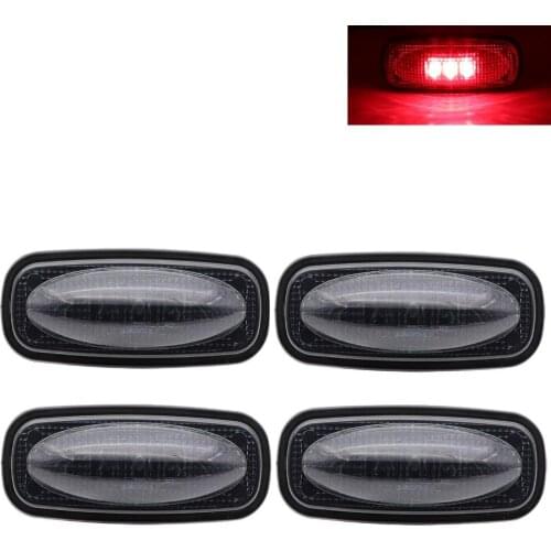 Fuleem 4PCS Smoked Lens RED LED Side Marker Fender Lights Built-in 3 Diodes 12V For Pickup Camper Cab SUV Trailer Truck