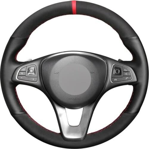 Handsewing Black Suede Artificial Leather Car Steering Wheel Cover for Mercedes Benz C180 C200 C260 C300 B200 E200 E300 CLS260