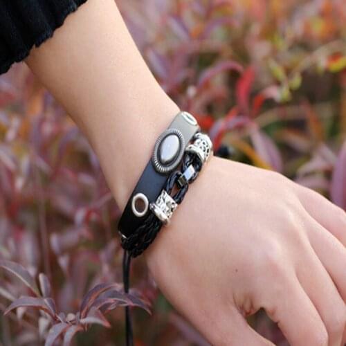 CIBOCIBO 2021 New Fashion Leather Men Bracelet Luxury Vintage Woven Men Wristband Classic Beaded Pulsera Hombre Gifts For Men