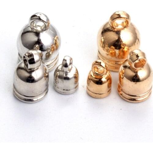 Hole 6MM/8MM/10MM 50pcs Rhodium/Kc Gold Plated Acrylic Plastic CCB End Caps Crimp Beads CoversFitting DIY charms Bracelet