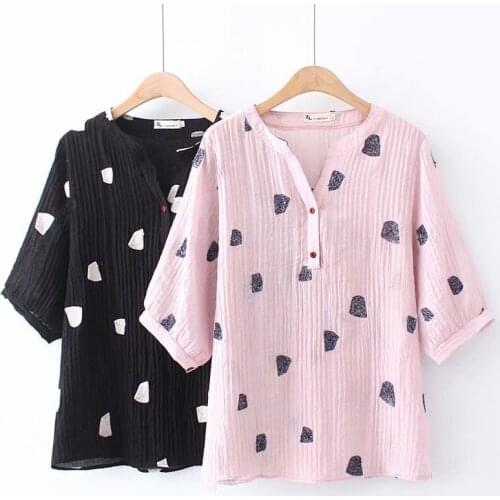 Summer Women Blouse Plus Size Tops Female Clothes Embroidery Fold Silk Linen Shirt Fashion Temperament 2021