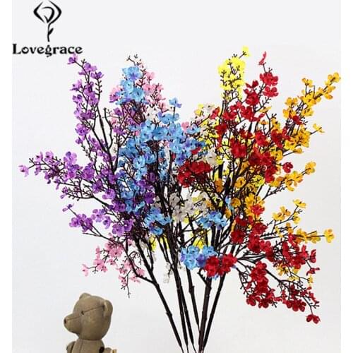 Lovegrace Artificial Flower Cherry Branch Party Holiday Decoration Artificial 50CM Cherry Blossom Bridal Bouquet Home Decoratio