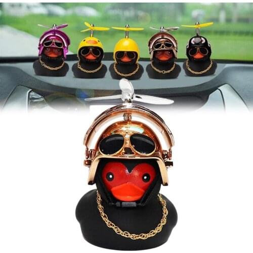 Little Black Duck Wearing a Helmet Car Exterior Decoration Creative Decoration Children toy