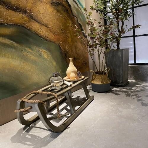 Solid Wood Shoe Changing Stool Retro Sleigh Christmas New Year Decoration Props Living Room Sofa Clothing Shoes Shop Chair