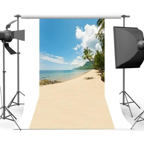 MOCSICKASummer Cocount Tree Background Photography Blue Sky Sea Sandy Beach Backdrops S-165