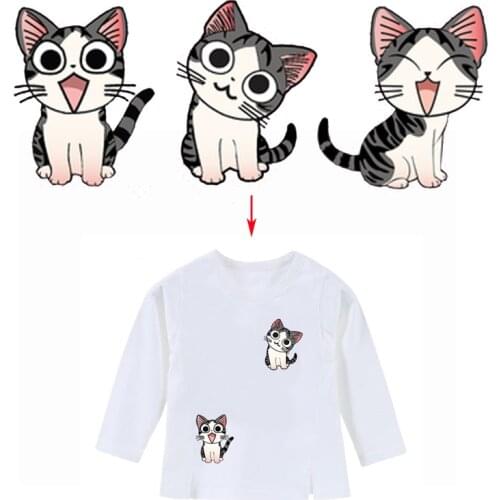 Cartoon DIY Clothing Decoration Kitten Patches Heat Transfer Ironing Stickers For T-shirt Dresses Sweatshirt A-level Washable