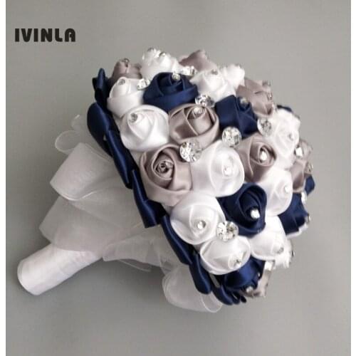 Newest royal and white crystalartificial wedding bridemaid bouquets wedding bouquets for wedding decoration
